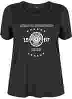 Kortärmad t-shirt i bomull med print, Black