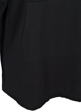 Lång sweatshirt med huva och ficka, Black, Packshot image number 3