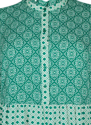A-linjeformad klänning med mönster och skärning, Green AOP, Packshot image number 2