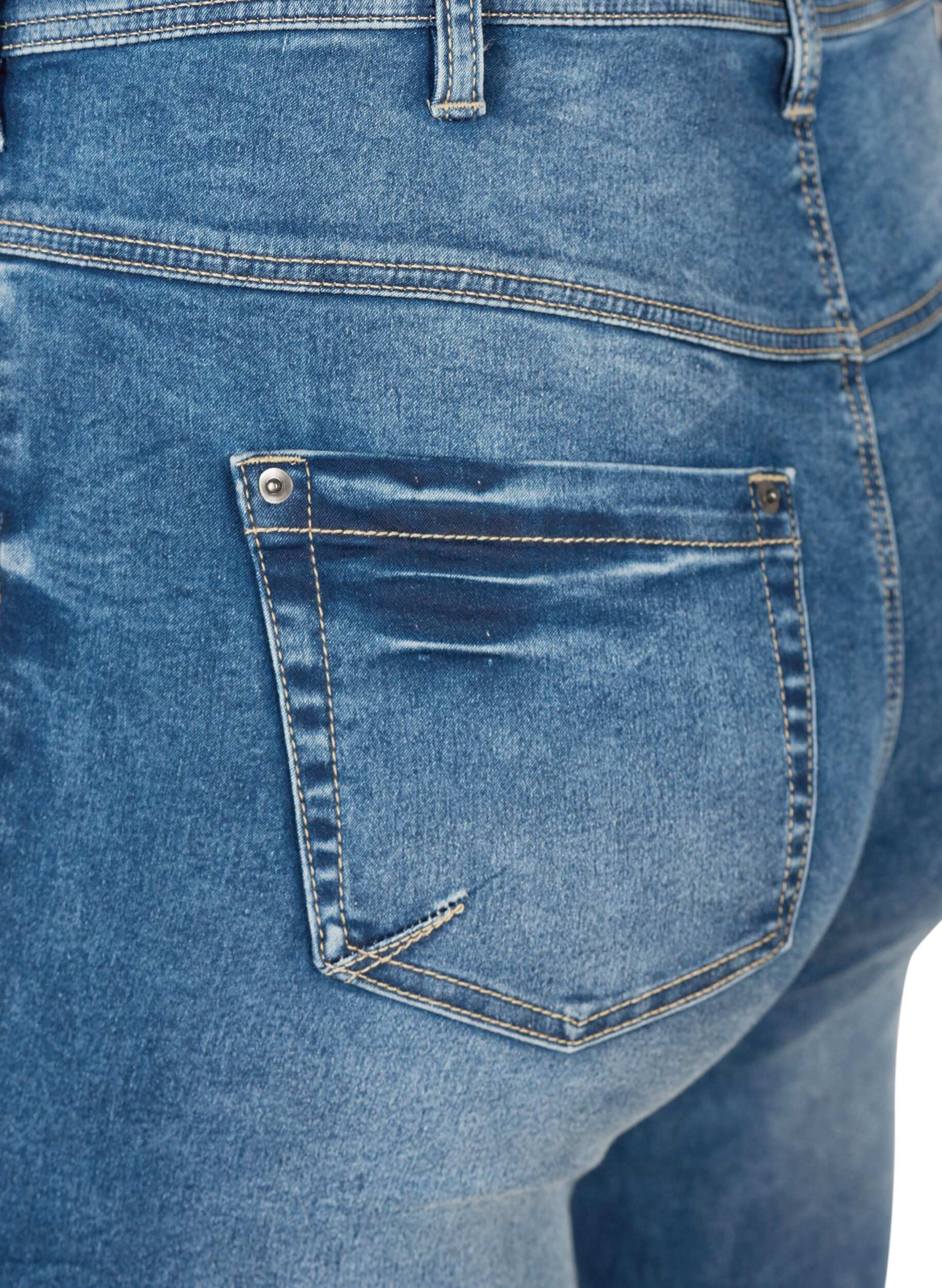 ZizziCroppade Amy jeans med blixtl&aring;s, Bl&aring;, Packshot image number 3
