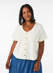 Blus i bomull med struktur och knappkn&auml;ppning, Vanilla, Model image number 0