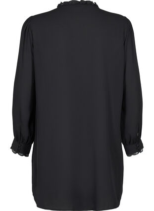 Tunika med volangkrage och långa ärmar, Black, Packshot image number 1