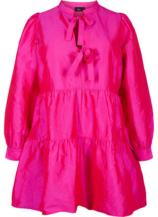 Glänsande klänning med A- linje och knytdetalj, Rose Violet, Packshot image number 0
