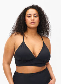 Bikinitopp med avtagbara pads och knytband i ryggen, Black, Model