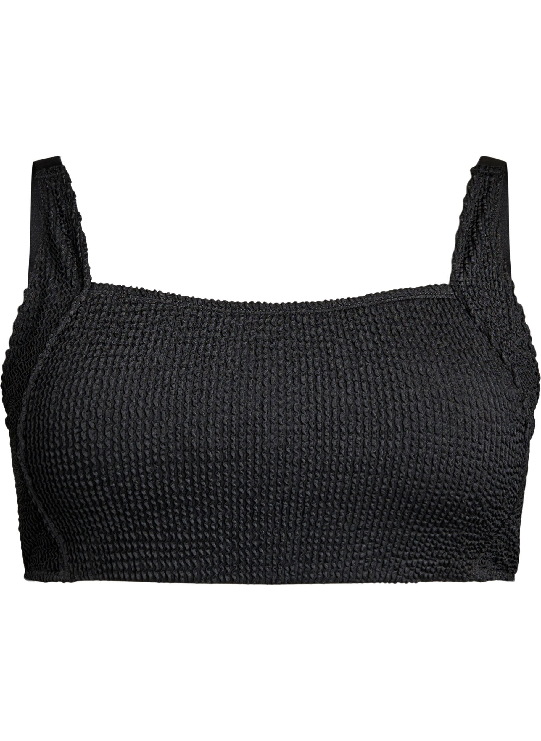 Zizzi Bikinitopp i cr&ecirc;pe med justerbara axelband, Svart, Packshot image number 0