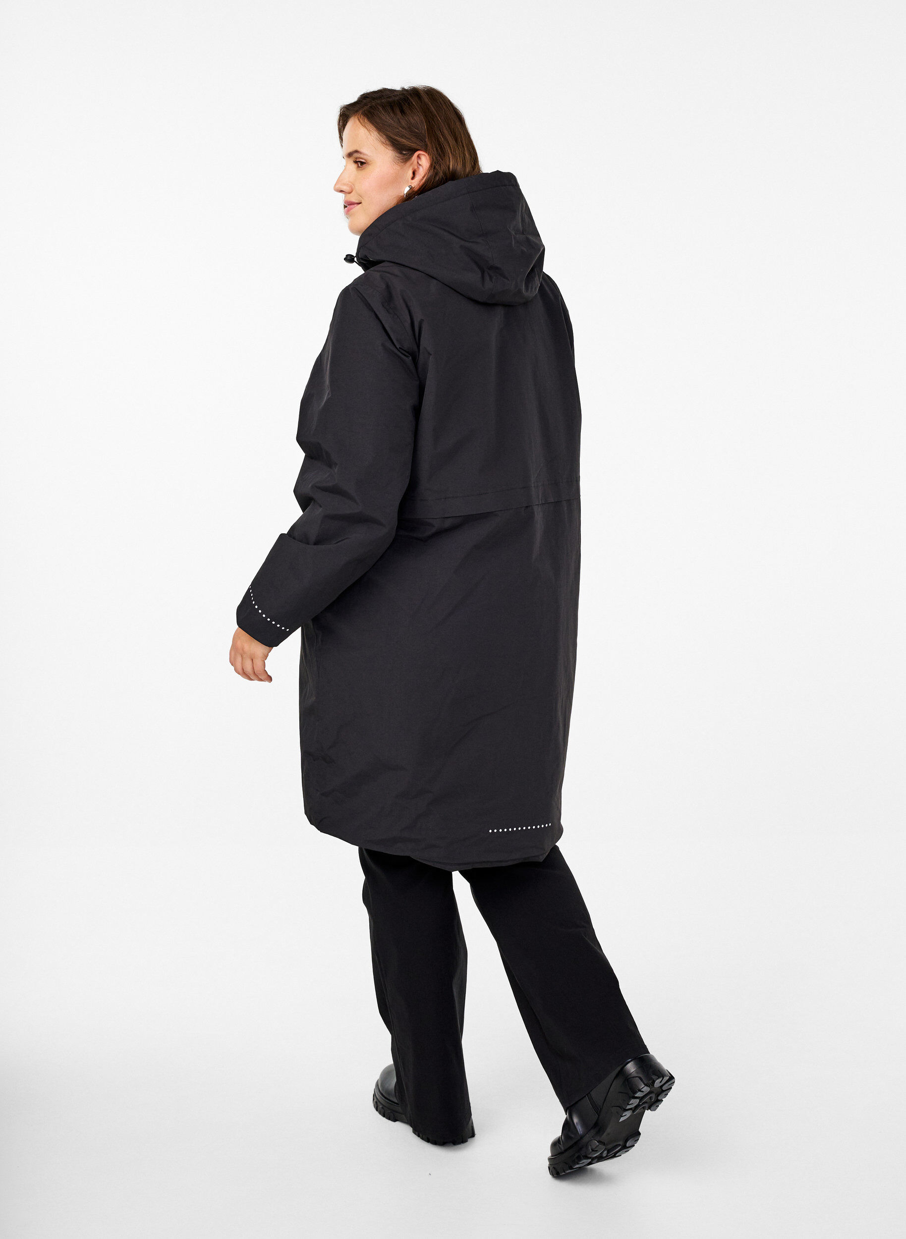 Zizzi Funktionell parkas med reflexdetaljer, Black, Model image number 1