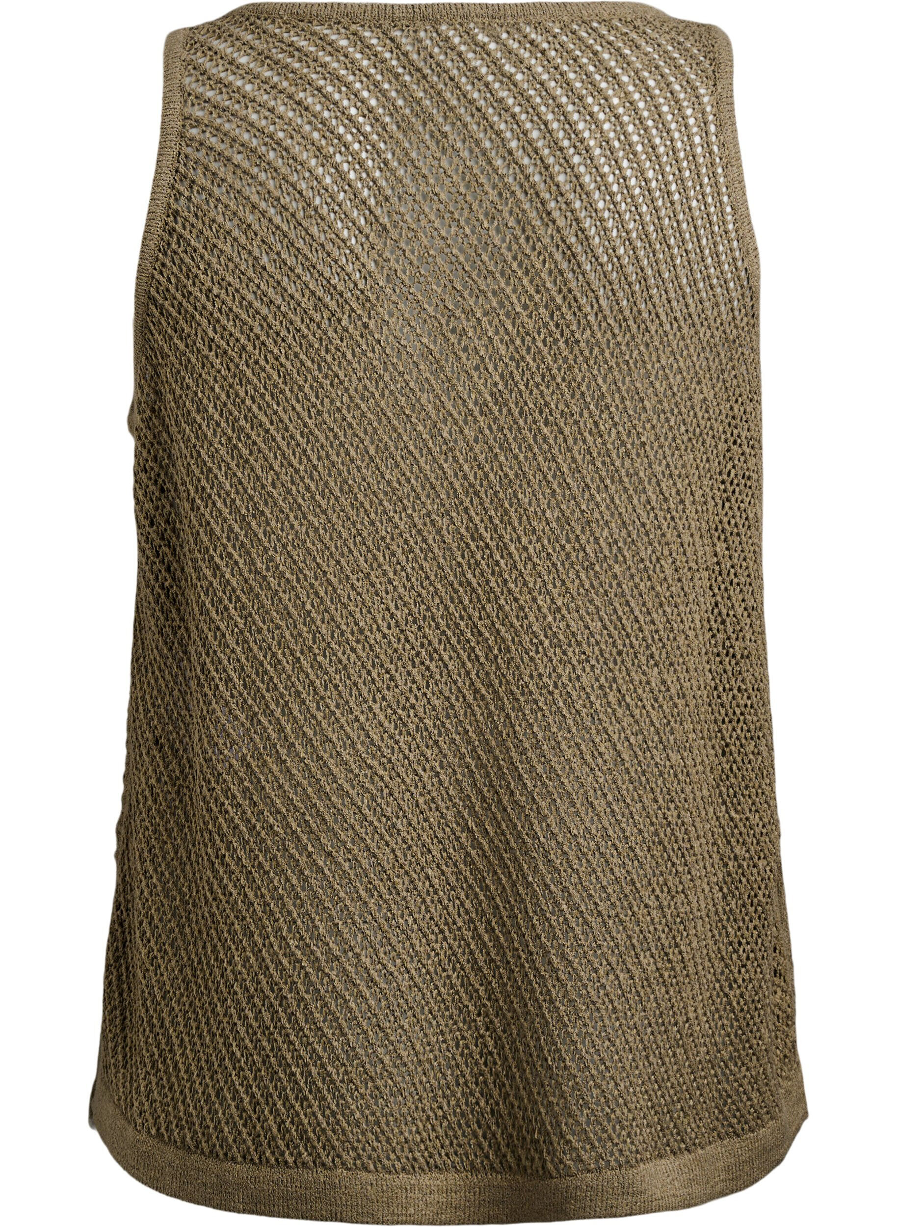 Zizzi FLASH - &Auml;rml&ouml;s stickad topp med v-ringning, Gr&ouml;n, Packshot image number 1