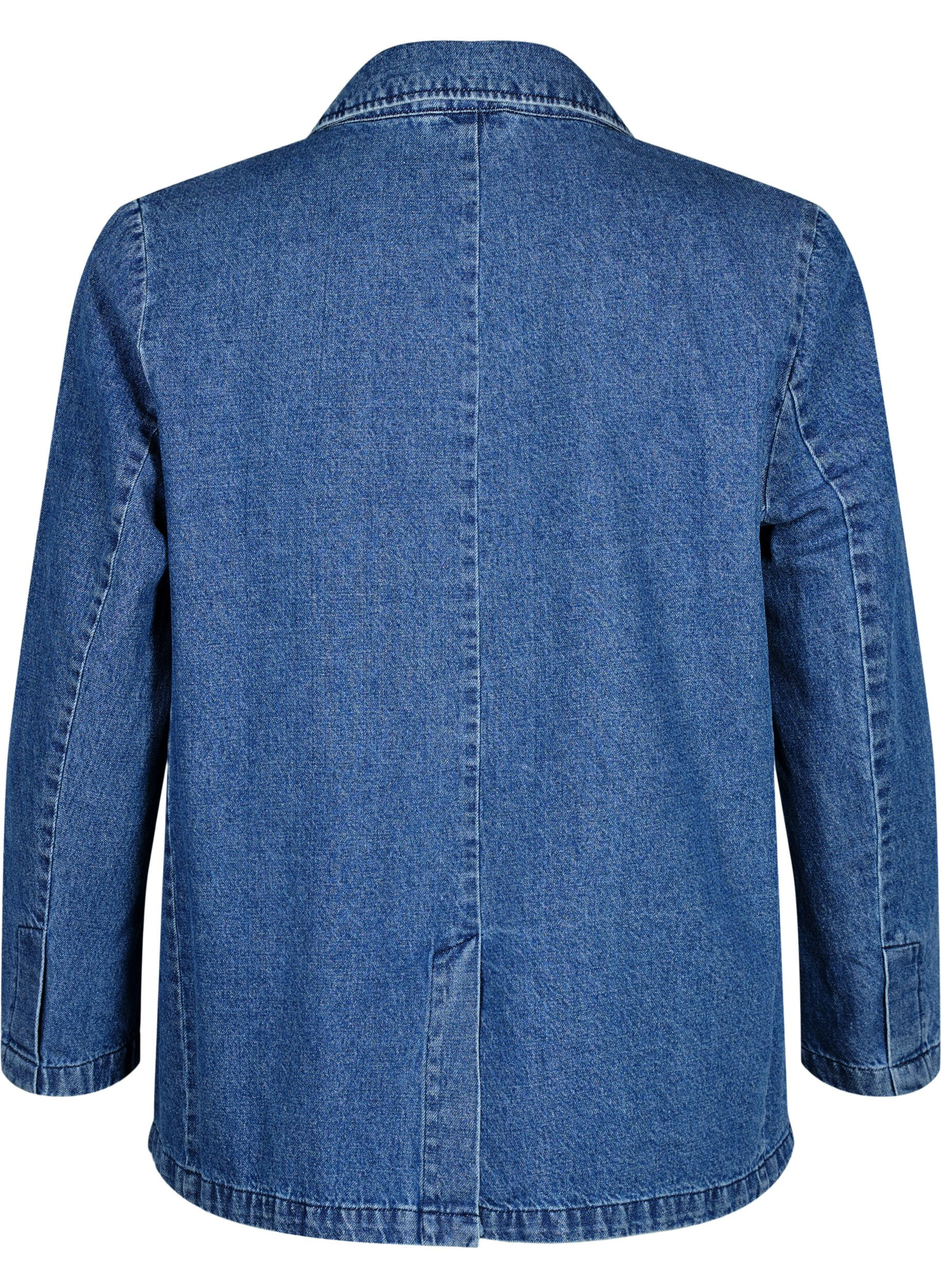 Zizzi Denimblazer med fickor, Blue Denim, Packshot image number 1