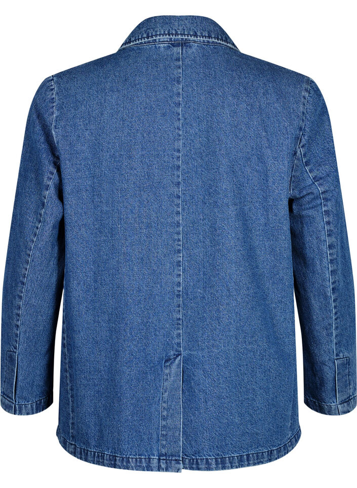 Denimblazer med fickor, Blue Denim, Packshot image number 1