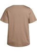 Kort&auml;rmad enkel t-shirt med v-ringning, Brun, Packshot image number 1