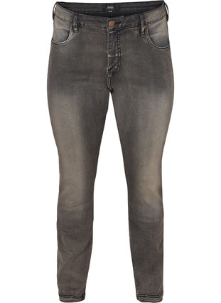 Slim fit Emily jeans med normalhög midja, Dark Grey Denim, Packshot image number 0