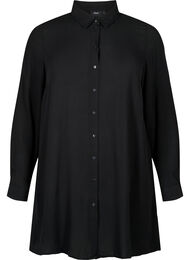 Lång viskosskjorta med långa ärmar, Black