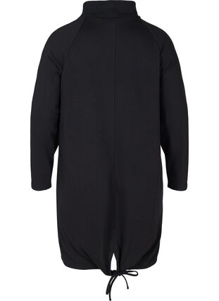 Höghalsad sweatklänning med knytdetalj, Black, Packshot image number 1