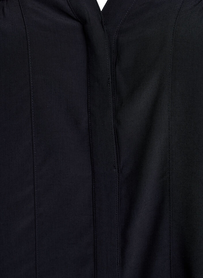 Blus med volangkrage och rynkning, Svart, Packshot image number 2
