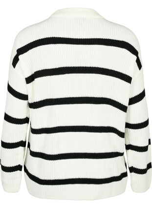 FLASH - Randig Stickad Tröja, White/Black Stripe, Packshot image number 1