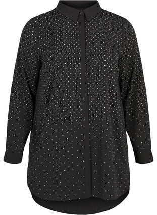Lång skjorta med nitar, Black, Packshot image number 0