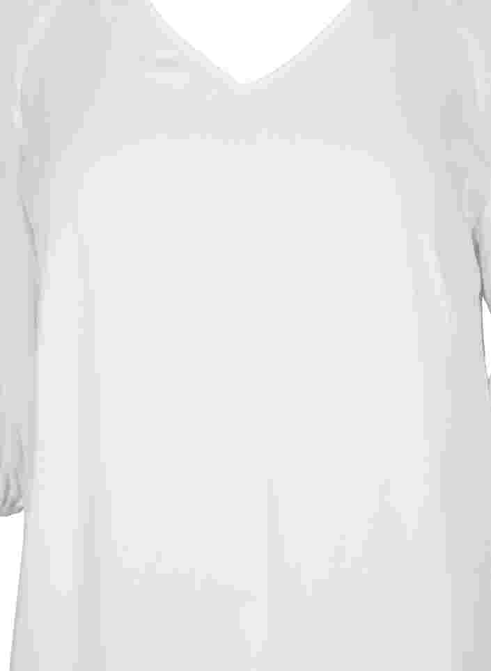 Viskosklänning med v-ringning, Bright White, Packshot image number 2