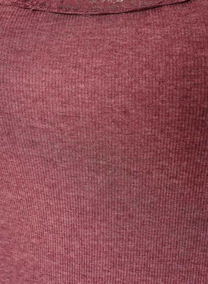 Ribbad topp med spetskant, R&ouml;d, Packshot image number 2
