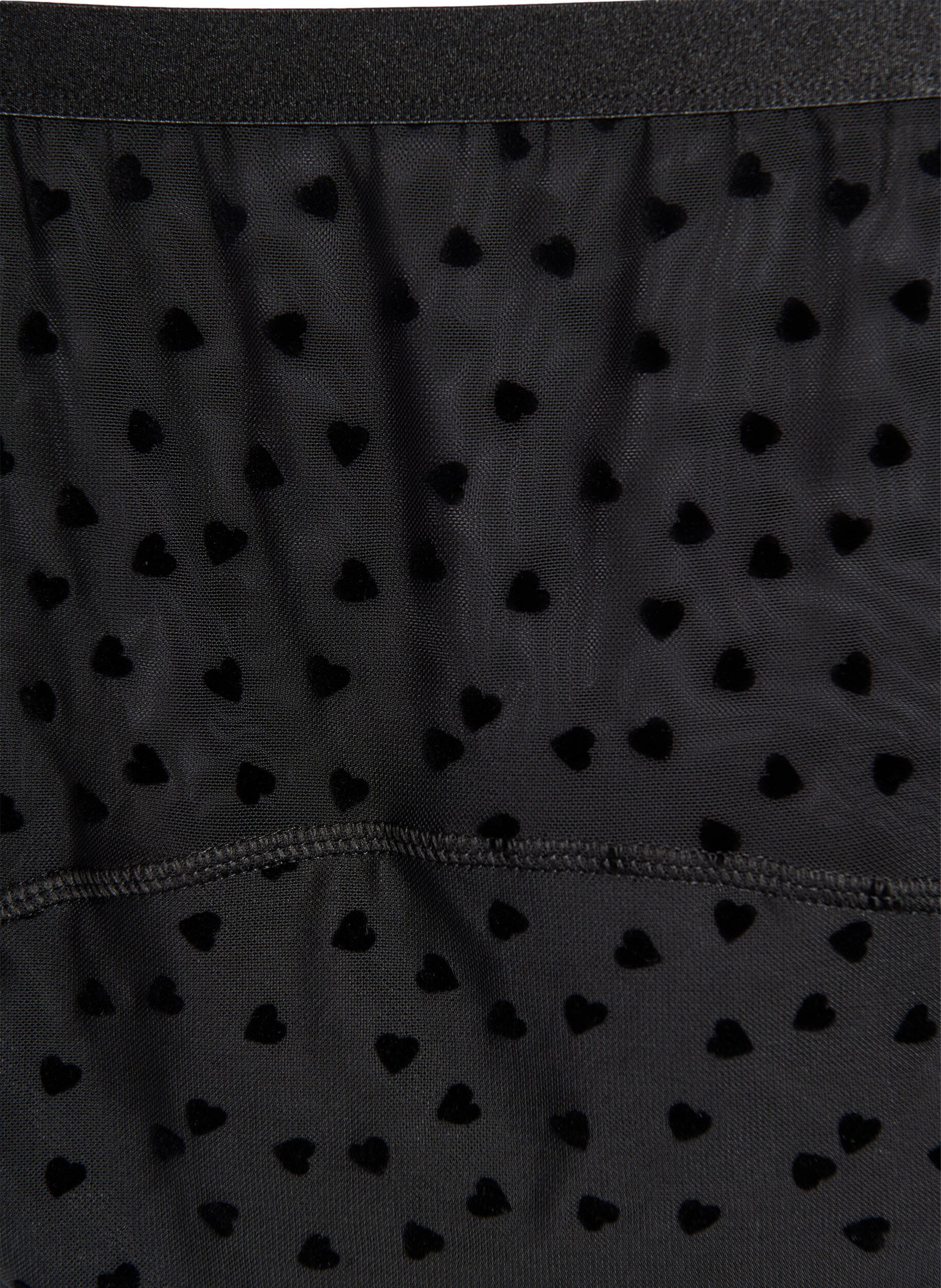 Zizzi Menstrosor i mesh med hj&auml;rtdetaljer, Svart, Packshot image number 2