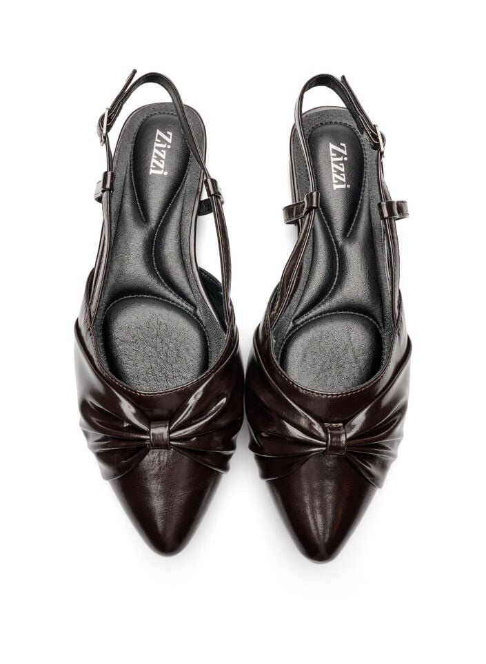 Slingback med rosett och lack-look, Brun, Packshot