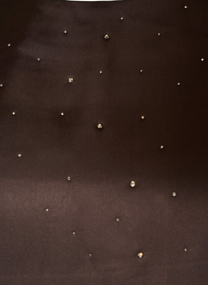 Satinblus med strass och armb&aring;gsl&aring;nga &auml;rmar, Brun, Packshot image number 2