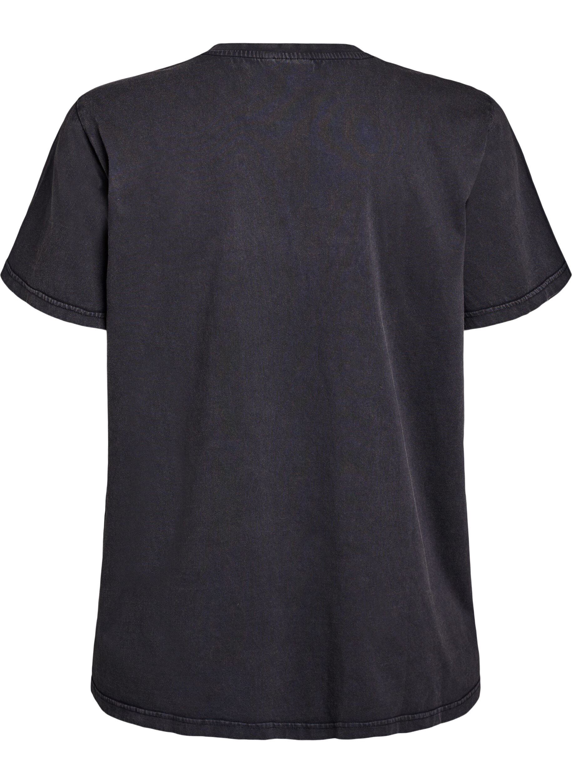 Zizzi T-shirt i ekologisk bomull med strasstenar och fj&auml;rilsmotiv, Gr&aring;, Packshot image number 1