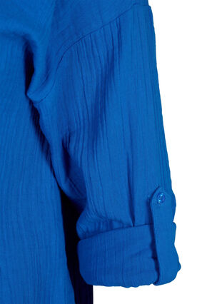 Skjorta med krage av bomullsmuslin, Victoria blue, Packshot image number 3