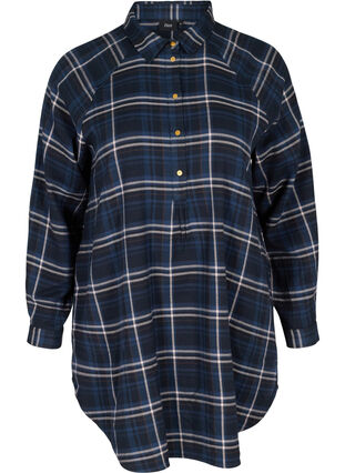 Lös tunika med rutigt mönster, Black Check Comb, Packshot image number 0