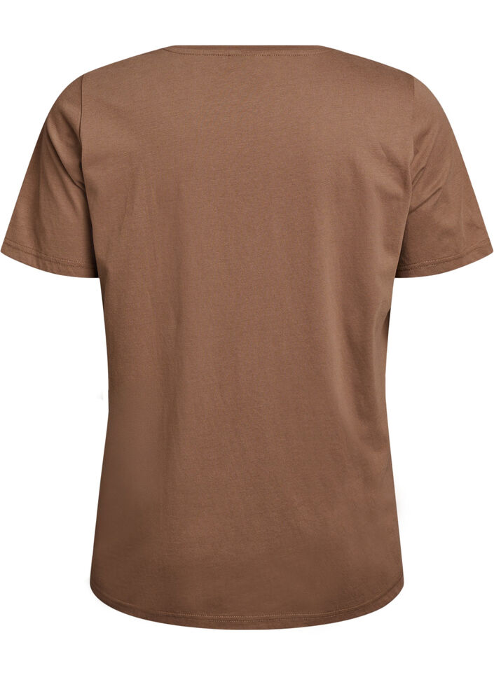 T-shirt med tryck, Brun, Packshot image number 1