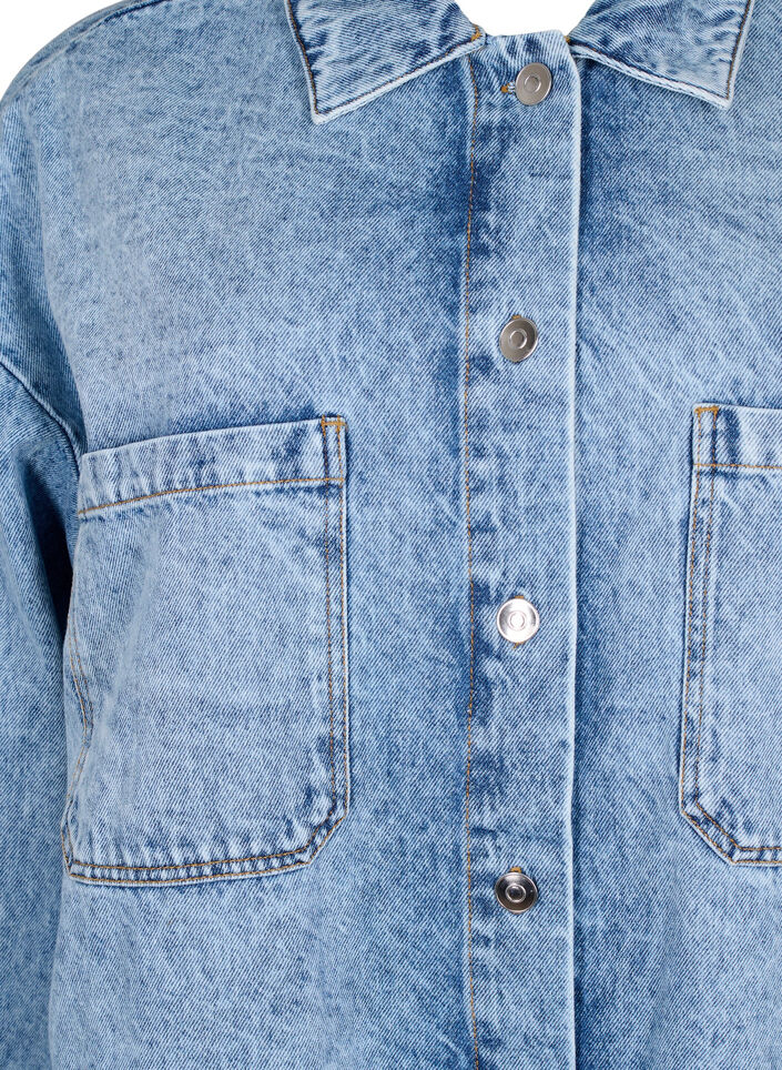 Löst sittande denimjacka med knappar, Light blue denim, Packshot image number 2