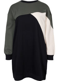 Lång sweatshirt med blockfärger, Black Color Block