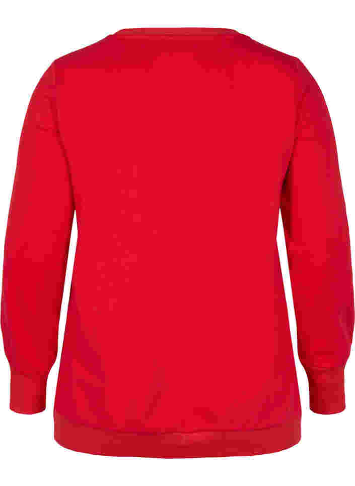 Sweatshirt i bomull med texttryck, Chinese Red, Packshot image number 1