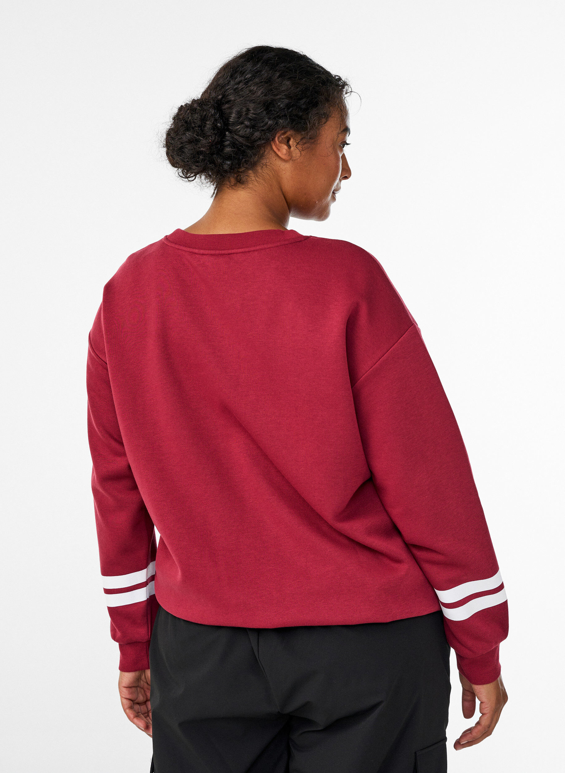 Zizzi Sweatshirt med statementdetalj, R&ouml;d, Model image number 2