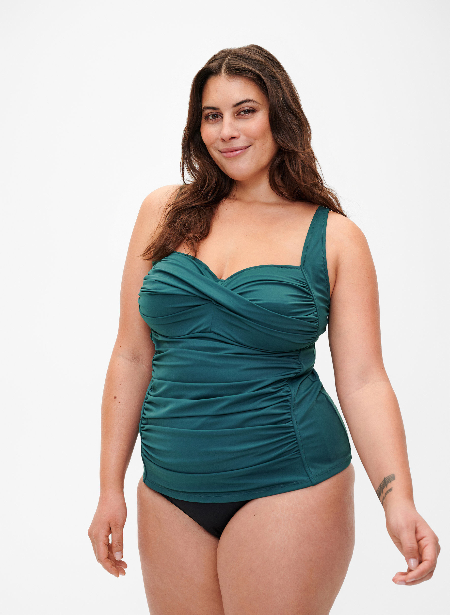 Tankini med drapering, Gr&ouml;n, Model