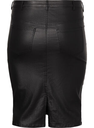 Coated kjol med slits, Black, Packshot image number 1