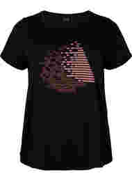  T-shirt till träning med print, Black w. Copper Foil