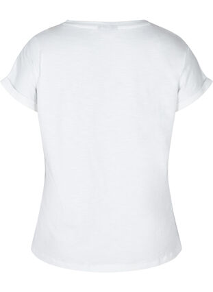 T-shirt i ekologisk bomull med tryck, Bright White TEXT, Packshot image number 1