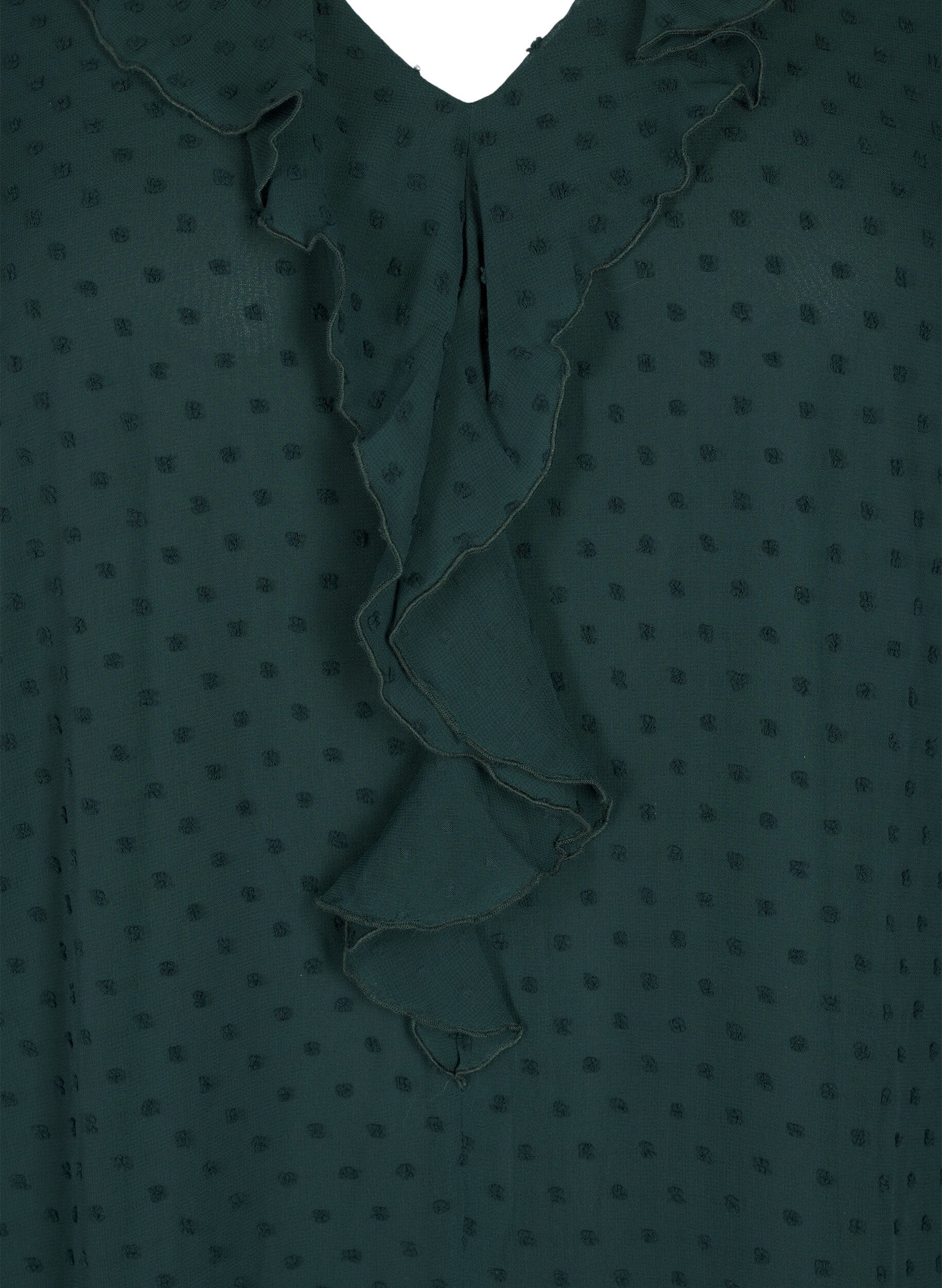 Zizzi Tunika med volanger och prickig struktur, Scarab, Packshot image number 2