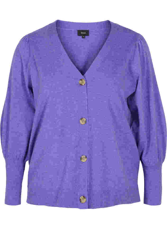 Stickad kofta med knappöppning, Purple Opulence Mel., Packshot image number 0