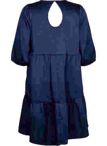 Klänning med ryggdetalj och 3/4-ärmar, Maritime Blue, Packshot image number 1