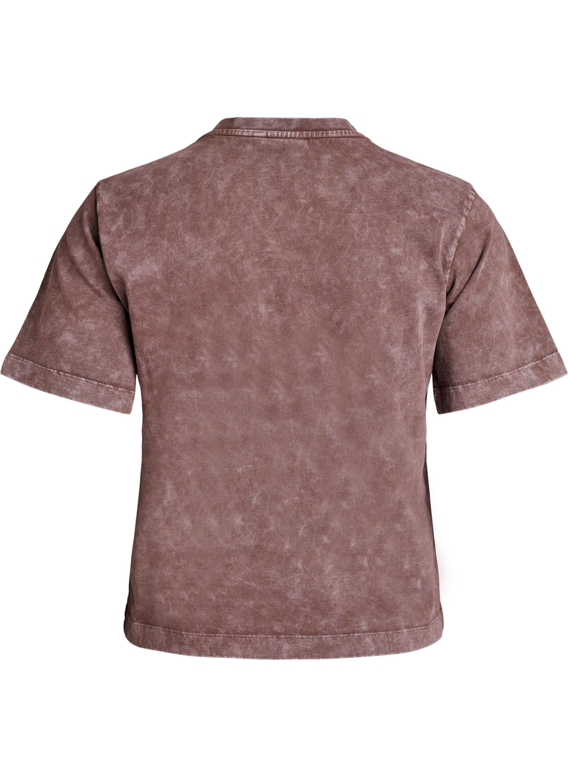 Zizzi T-shirt i bomull med tryck framtill, Brun, Packshot image number 1