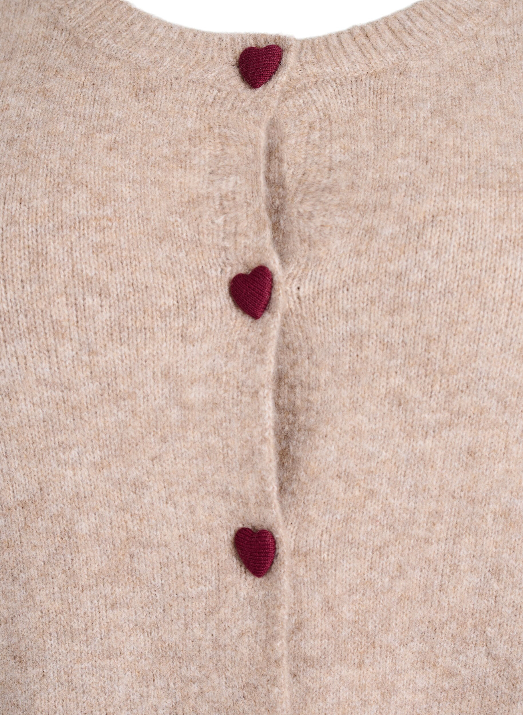Zizzi Cardigan med hj&auml;rtformade knappar, Beige, Packshot image number 2