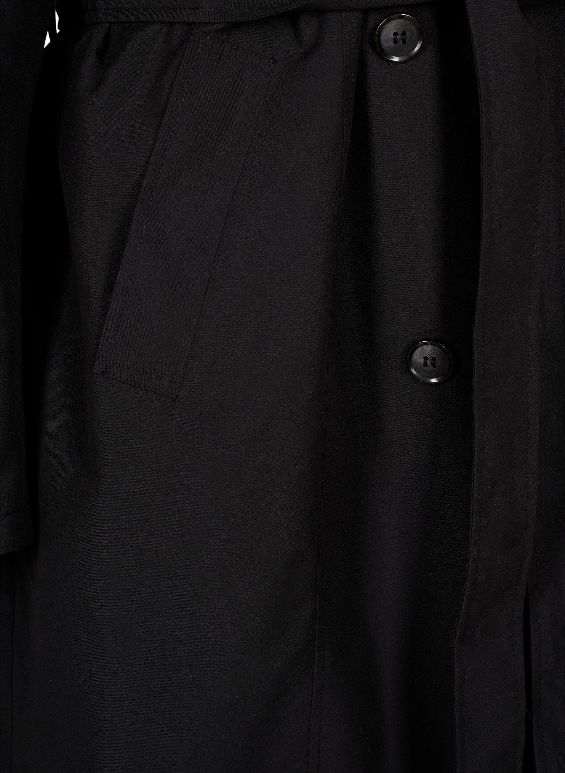 Zizzi Trenchcoat med b&auml;lte och slits, Black, Packshot image number 3