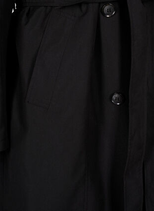 Trenchcoat med bälte och slits, Black, Packshot image number 3