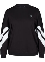 Sweatshirt med printdetaljer på ärmarna, Black