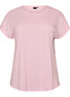 Kort&auml;rmad t-shirt i bomullsmix, Rosa, Packshot image number 0