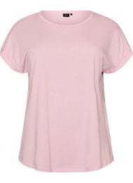 Kort&auml;rmad t-shirt i bomullsmix, Rosa