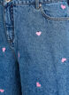 Jeansshorts med h&ouml;g midja och broderade hj&auml;rtan, Bl&aring;, Packshot image number 2