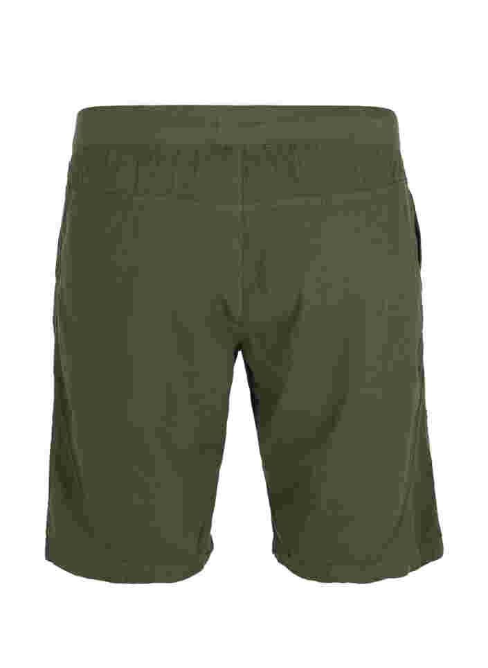 Lösa shorts i bomull med fickor, Ivy Green, Packshot image number 1