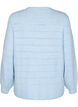 Stickad blus med rund hals och hålmönster, Cashmere Blue Mel., Packshot image number 1